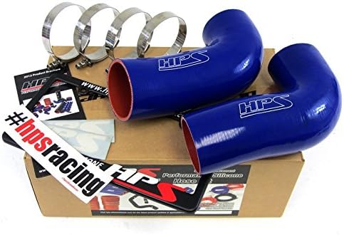 BMW 98-03 M5 E39 HPS Silicone Post MAF Dual Air Intake Tubes Kit Blue 5.0L V8