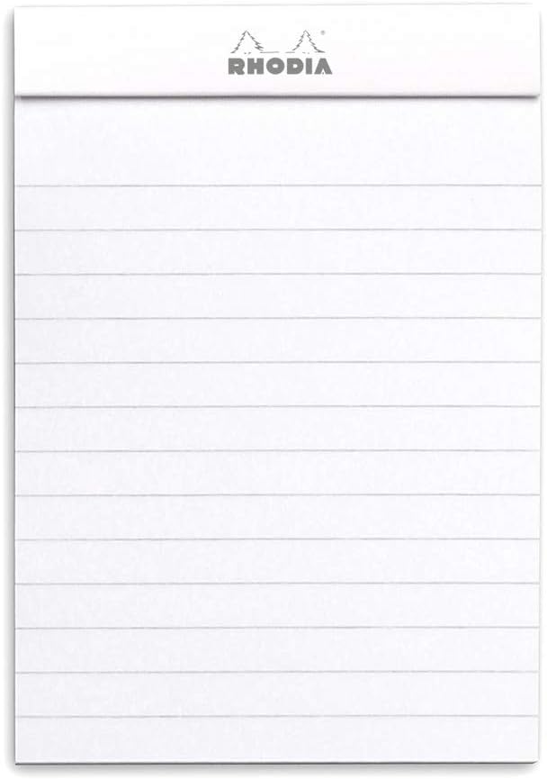 RHODIA 12601C, Stapled Notepad N°12 White, 8.5x12 cm, Ruled, 80 Detachable Sheets, Clairefontaine White Paper 80G, Soft - Image 3