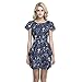 FCLM Women's Short Sleeve Slim Casual Party Dress With Belt Above Knee S Blue ED46