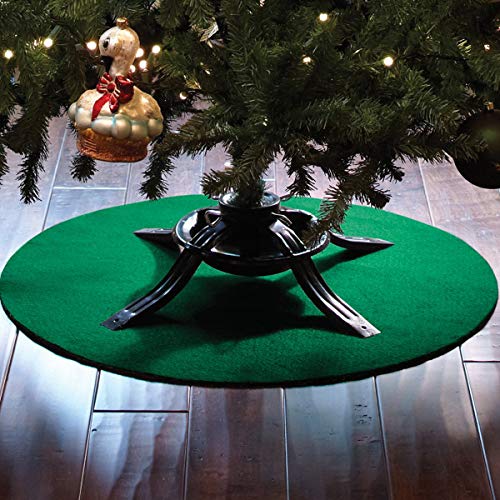 Christmas Tree Stand Mat Accessory for Floor Protection, Reversible Round Red Green Waterproof Water Trapper Durable Surface Mat Pad Carpet, Holiday New Year Party Decoration, 33.5''