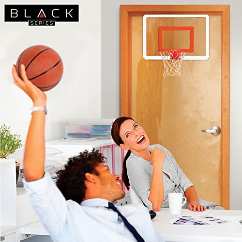 Black Series Break-Away Rim Over The Door Mini Indoor Basketball Hoop With Inflatable Mini Basketball