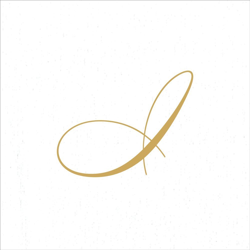 Caspari " Signature Gold Initial I Paper Linen Cocktail Napkins, White Pearl, Pack of 30 — image 1