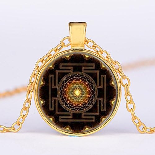 Sri yantra Sacred geometry jewelry necklace for men, Sri yantra necklace