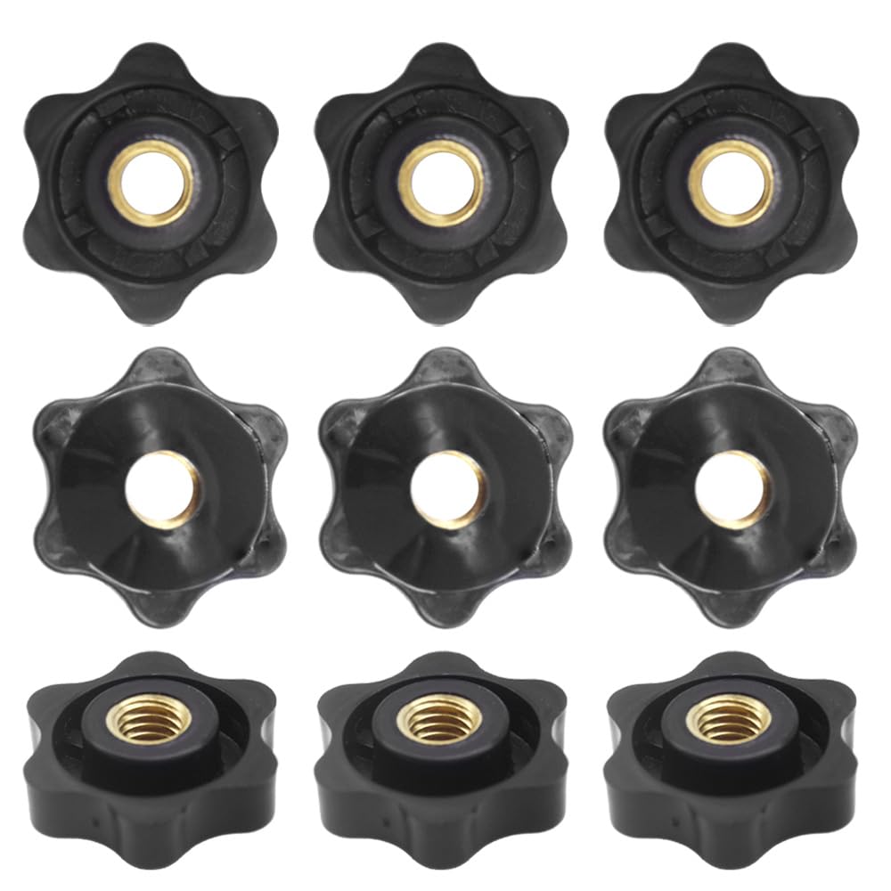 CEEYSEE 10 Pcs Clamping Nuts M8 Through Hole Stars Knob Female Thread Nut Clamping Knob Grip Knurled Knob Handle Internal Thread Clamping Screw Knob for Machinery and Industrial Equipment (MHLM/M8)