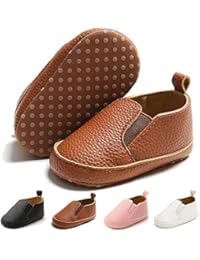 TIMATEGO Infant Baby Boys Girls Loafers Shoes Slip On PU Leather Moccasin Slipper Toddler First Walker Crib Dress Shoes(0-18 Months) 0-6 Months Infant, 03 Brown Baby Loafers
