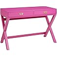 Linon PG138RSP01U Linon Home Decor Peggy Raspberry Pink Writing Desk Desk, Raspberry Pink, 44"W x 20"D x 30"H