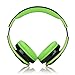 Excelvan Folding Wireless Bluetooth LED Stereo Headphones Adjustable Headsets, FM Radio/ TF Card for iPhone All Android Smartphones PC Laptop MP3/MP4 Tablet Earphones,Green