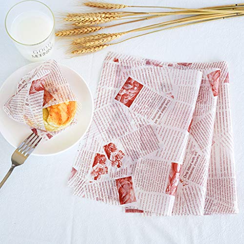 Kofun Package Paper, 50 Pieces Wax Paper Food Grade Grease Paper Food Wrappers Wrapping Paper 4#