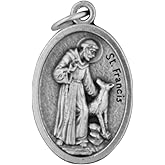 Religious Gifts Saint St Francis of Assisi 1 Inch H Silver Tone Pet Medal