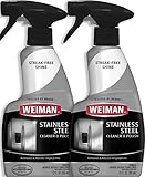 Weiman Stainless Steel Cleaner and Polish - 12 Ounce (2 Pack) - Removes Fingerprints, Residue, Water Marks and Grease from Appliances - Refrigerators Dishwashers Ovens Grills - 24 Ounce Total