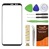 CrazyFire Compatile Samsung Galaxy S8 Plus Screen Lens Glass Replacement Kit,Front Outer Lens Glass Screen with Adhesive for Samsung S8 Plus G955(All Cellular and Wireless Carriers) 6.2 inch(Black)