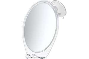 HONEYBULL Fogless Shower Mirror with Suction Mount & Swivel – Anti-Fog Acrylic Bathroom Mirror for Shaving – Built-in Razor Holder, Easy Install, Home Shower Accessory (White)