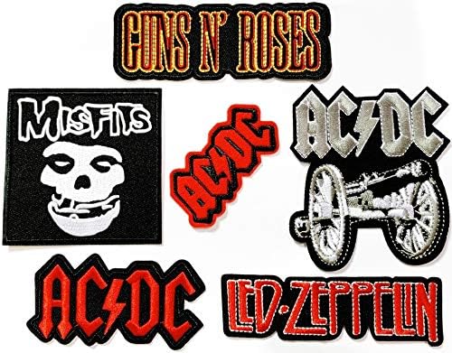Set Band Patch of Iron on Patches#20,Guns n Roses Rock Band Patch, 3 Pieces of AC DC ACDC Patch,Led Zeppelin Patch, Misfits Patch Heavy Metal by BossBee