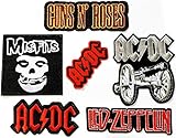 Set Band Patch of Iron on Patches#20,Guns n Roses Rock Band Patch, 3 Pieces of AC DC ACDC Patch,Led Zeppelin Patch, Misfits Patch Heavy Metal by BossBee