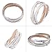 MALDON Plus Size Casual Leather Wrap Bracelet with Magnetic Clasp for Women,Lady,Wife Gift,Large Size,16 to 18 inches (Silver, 16)