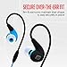 MEE audio M7P Secure-Fit Sports In-Ear Headphones with Mic, Remote, and Universal Volume Control (Blue)