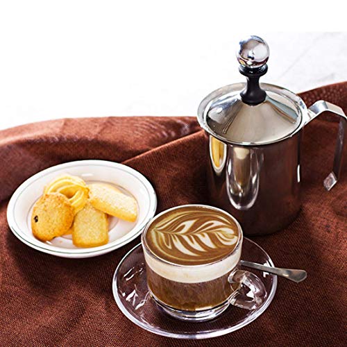 LXYZ Elektrischer Schneebesen, Handpumpen-Milchaufschäumer aus Edelstahl, manuell betriebener Milchschaumbereiter, 400… – Bild 5