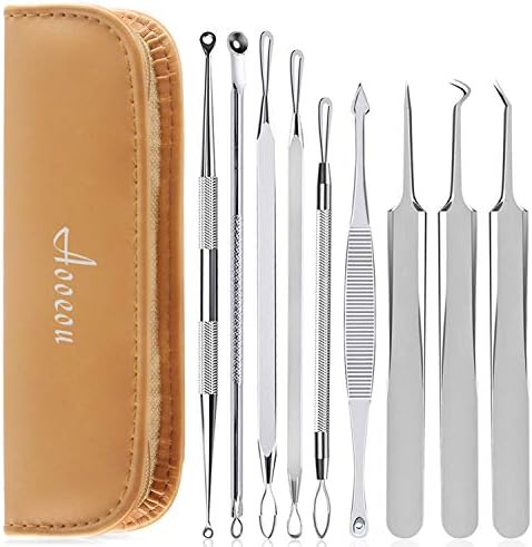 Blackhead Remover Tool, Aooeou 9PCS Professional Surgical Blackhead Remover Comedone Extractor Blemish and Splinter Acne Pimple Removal Kit for Whitehead, Pimples and Zit Popper