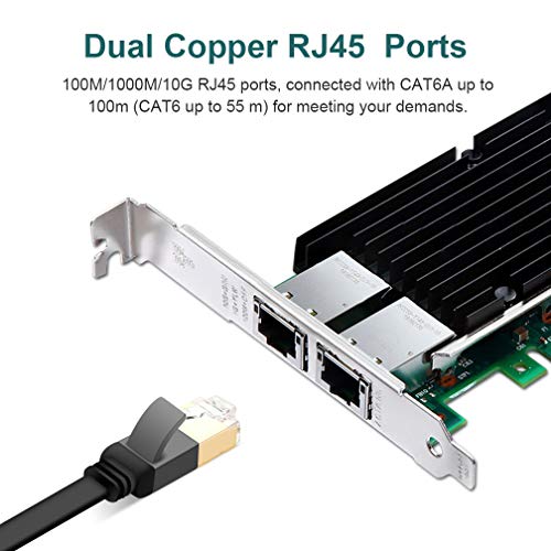 10Gb PCI-E Network Card X540-10G-2T, Dual RJ45 Copper Port CNA for PC with Low Bracket, 10GbE Converged Network Adapter(NIC), X540 Chipset, PCI-E X8 - Thumbnail 2