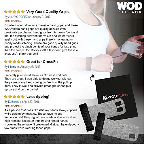 WODFitters Textured Leather Hand Grips for Cross Training, Kettlebells, Powerlifting, Chin Ups, Pull Ups, WODs & Gymnastics - One Pair with Carrying P - Thumbnail 6