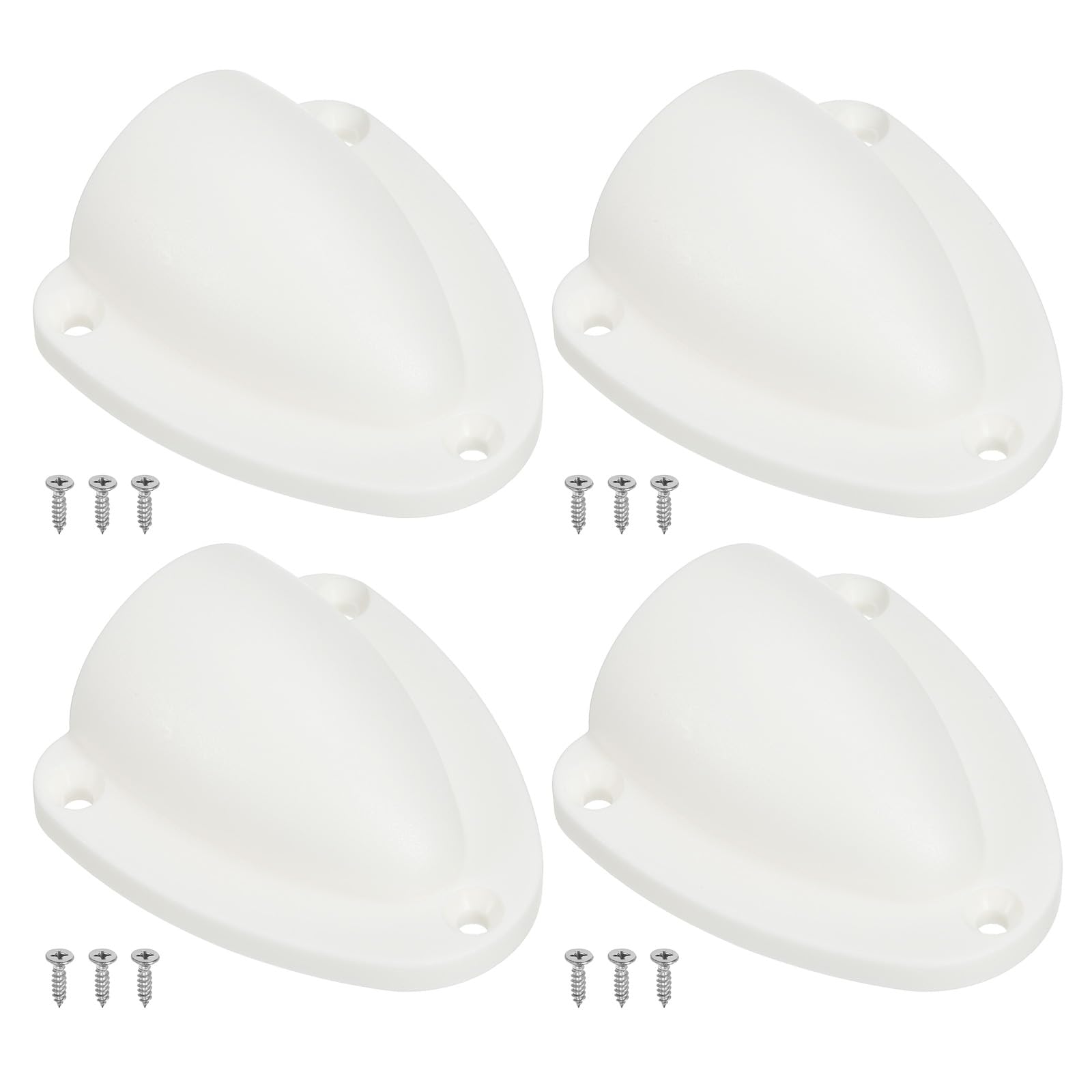 PATIKIL 2-1/2" Nylon Marine Wire Cable Vent Cover, 4 Pcs Plastic Clam-shell Vent Cap with Installation Screws for Boat Yacht, White
