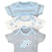 Gerber Baby Boys' 3-Pack Short-Sleeve Onesies Bodysuit, Gray/lt Blue, 0-3 Months