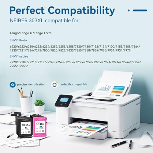Neiber 303XL Cartouches d'encre Remplacement pour Cartouche HP 303 XL Noir et Couleur pour Encre HP 303 pour Envy Photo 6220e 6200 6230 7134 7230e 7830e 7800 Envy Inspire 7200e 7220e 7900e 7920e