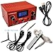 One Tattoo World OTW-P008-3R Dual Digital LCD Tattoo Machine Power Supply with Stainless Steel Pedal and 2 Clip Cords, Red