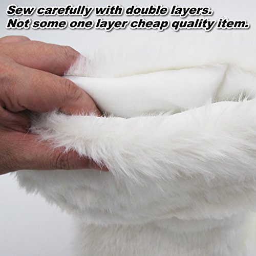EDLDECCO 20.5 inch Snowy White Cozy Faux Fur Christmas Stocking for Holiday party decorations gift-One Piece