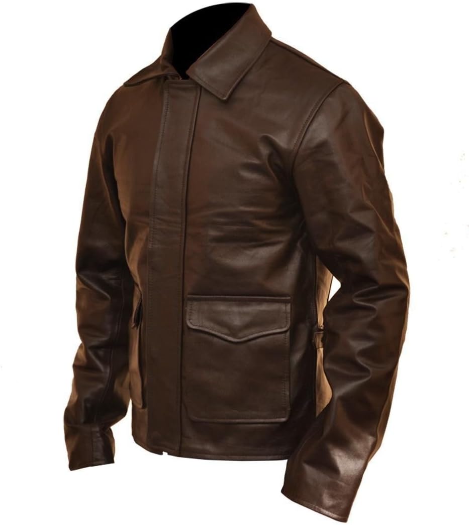 SuperSkySeller Indiana Jones Harrison Ford Brown Genuine Grad A Cow Leather Jacket