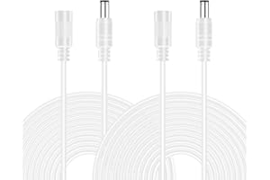 WEFOMEY 10ft DC Extension Cord 5.5mm x 2.1mm, Universal DC 12V Power Extension Cable for Security Camera, CCTV IP Camera, 9V 24V 12 Volt Male to Female Plug Extender Cord, 2 Pack