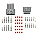 MUYI 5 Kit 12 Pin Way Superseal IP67 Waterproof Connector PA66 Nylon Housing Terminal Sockets AC/DC Conn Plug 2.2mm Series 17-20 AWG Gray