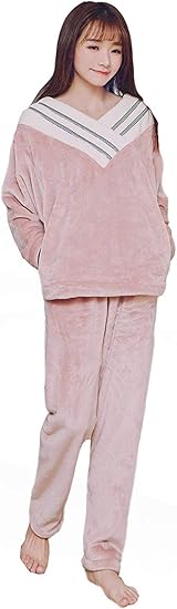Boluory パジャマ レディース 長袖 ルームウェア 寝間着 冬 もこもこ 上下セット フランネル 長袖 長ズボン ふわふわ 暖かい 誕生日 プレゼント パジャマ ルームウェアセット 通販 Amazon