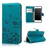 iPhone 6 Leather Case - Emixc Premium PU Leather Flip Folio Wallet Case Card Slot Kickstand Shock Absorbing Soft TPU Inner Bumper Protective Cover With Hand Strap For iPhone 6/6S 4.7 Inch