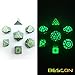 Bescon Super Glow in The Dark Metal Polyhedral D&D Dice Set of 7 Luminous Metallic RPG Role Playing Game Dice 7pcs Set D4-D20