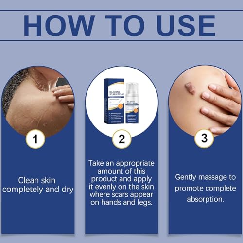 Silicone Scar Cream - Gel for Old and Recent Scars - Night Cream to Remove C-Section Scars, Tummy Tuck, Keloids and Stretch Marks - 50ml