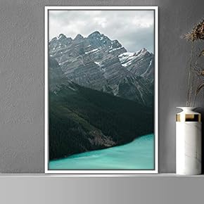 signwin Framed Canvas Wall Art Mountain Lake View...