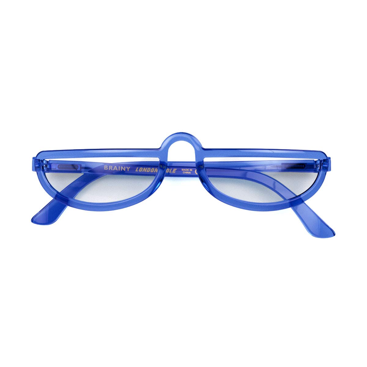 LONDON MOLE Eyewear | Brainy Reading Glasses | Half Moon Glasses | Cool Readers | Men's Women's Unisex | Full Rim Glasses | Spring Hinges | Transparent Blue| magnification +3.0