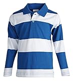 Madison Boys 100% Cotton Long Sleeve Wide Striped Polo Shirt