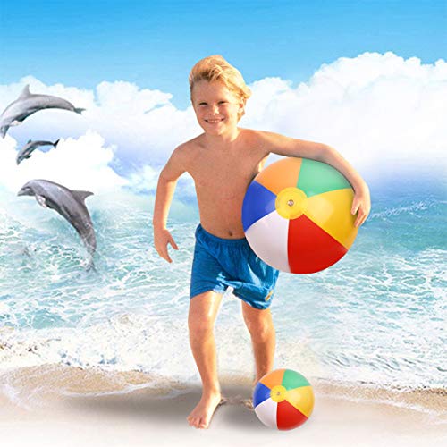 SYSAMA Rainbow Beach Balls Inflatable Colorful Beach Ball Pool Toys Pool Balls for Kids Water Fun Play in Summer 12 Inch 8 Pcs