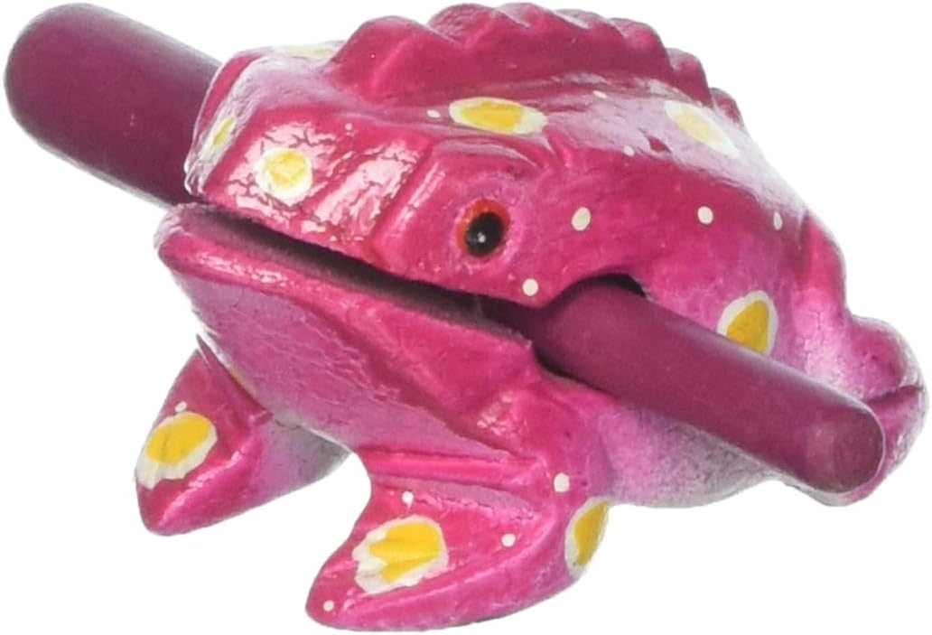 Unique Thailand 2 inch Hand Carved Wooden Frog Musical Instrument Tone Block (Pink)