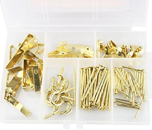 picture frame hook kits, heavy duty picture hanging nails kit, Gold picture hooks for hanging picture frame, mirror, drywall art painting, art display, clock, Christmas decoration by Momo