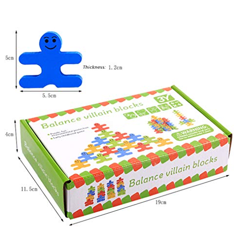 RuoFeng Kids Wooden Building Block Set, Natural Wooden Stacking Game Toys for Kids Children Toddlers Preschool Boys and Girls Learning Educational Toys 4 Color,16 Pieces