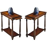 Home Square Traditional Chairside Table in Plantation Cherry - Set of 2