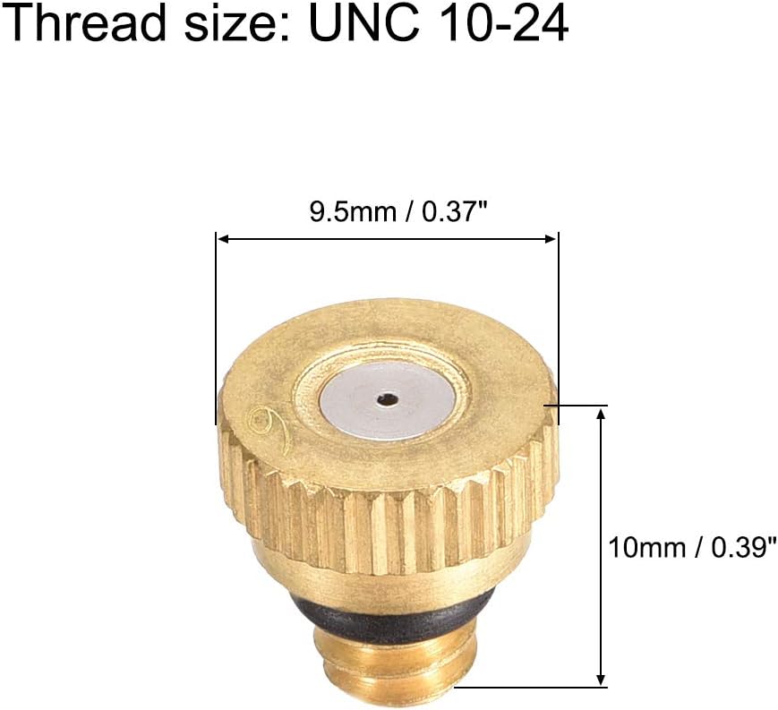 sourcing map Brass Misting Nozzle - 10/24 UNC 0.6mm Orifice Dia Replacement Heads for Outdoor Cooling System - 5 Pcs - Image 3