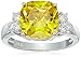 Amazon Collection Platinum Plated Sterling Silver Cushion Cut Canary Yellow Cubic Zirconia Ring, Size 7