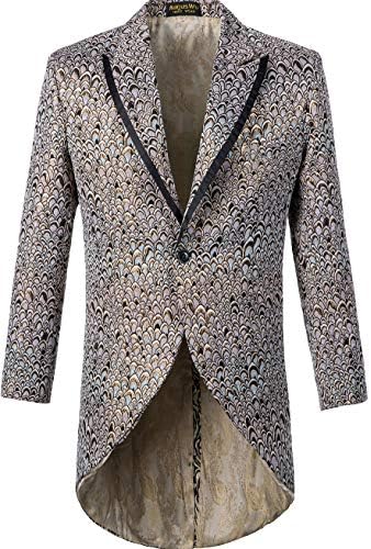 auguswu One Button Mens Slim Fit Tailcoat Tail Tuxedos Suits Jackets