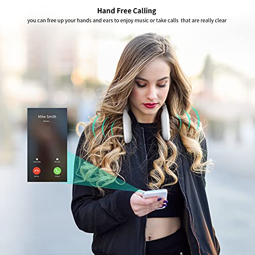 ENUOSUMA Neckband Bluetooth Speakers, Wireless Wearable Speaker with True 3D Stereo Sound, Lightweight and Portable, Great for Home & Outdoor, BS25, White