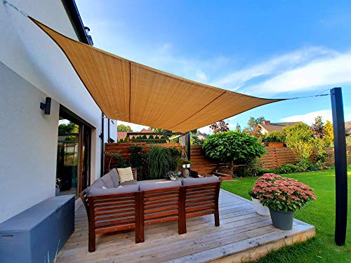 SunShade Sonnensegel zum Aufspannen, 100% HDPE 285 g/m2, in verschiedenen Größen und Formen, mit einem Karabinerhaken an… – Bild 7