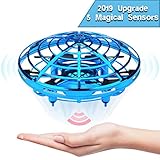 EKOHOME Hand Operated Drones for Kids and Adults, 2019 Upgraded Flying Ball Drone Toy with 5 Infrared Sensor 360°Rotating LED Lighting, Mini Quadcopter Flying Toys for Boys or Girls (Blue)